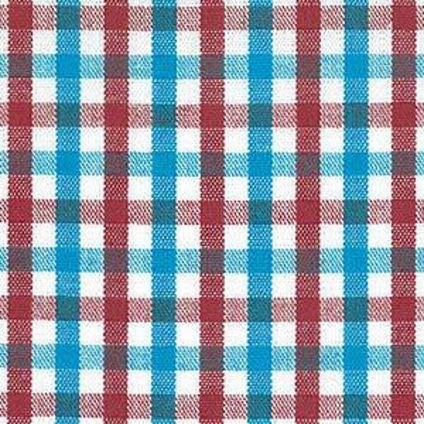 Turquoise and Red Tri-Check Fabric from Fabric Finders