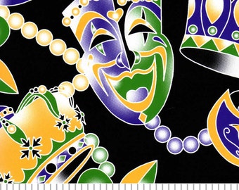 Mardi Gras Beads and Masks Cotton by Fabric Finders