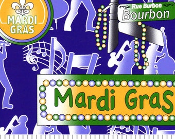 Mardi Gras Signs Cotton by Fabric Finders