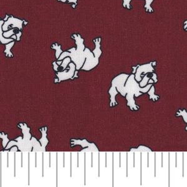 Fabric Finders Maroon and White Bulldog Cotton