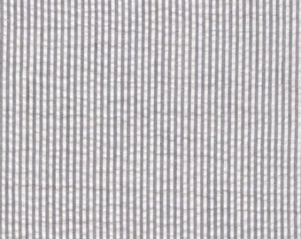 Grey Seersucker Stripe Fabric by Robert Kaufman