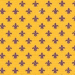 Mini Purple Fleur De Lis on Gold by Fabric Finders