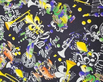 Mardi Gras Gator and Crawfish by Fabric Finders #2559