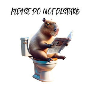 Grappige capibara, Niet storen, Capibara op toilet PNG, Capibara clipart, Grappige capibara, Toilethumor muurschildering, Digitale download