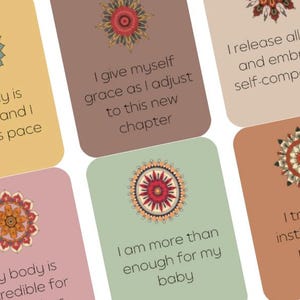 20 Affirmation post-partum | Cartes d'affirmation imprimables | affirmations fortes pour les nouvelles mamans | Cartes numériques pour l'impression