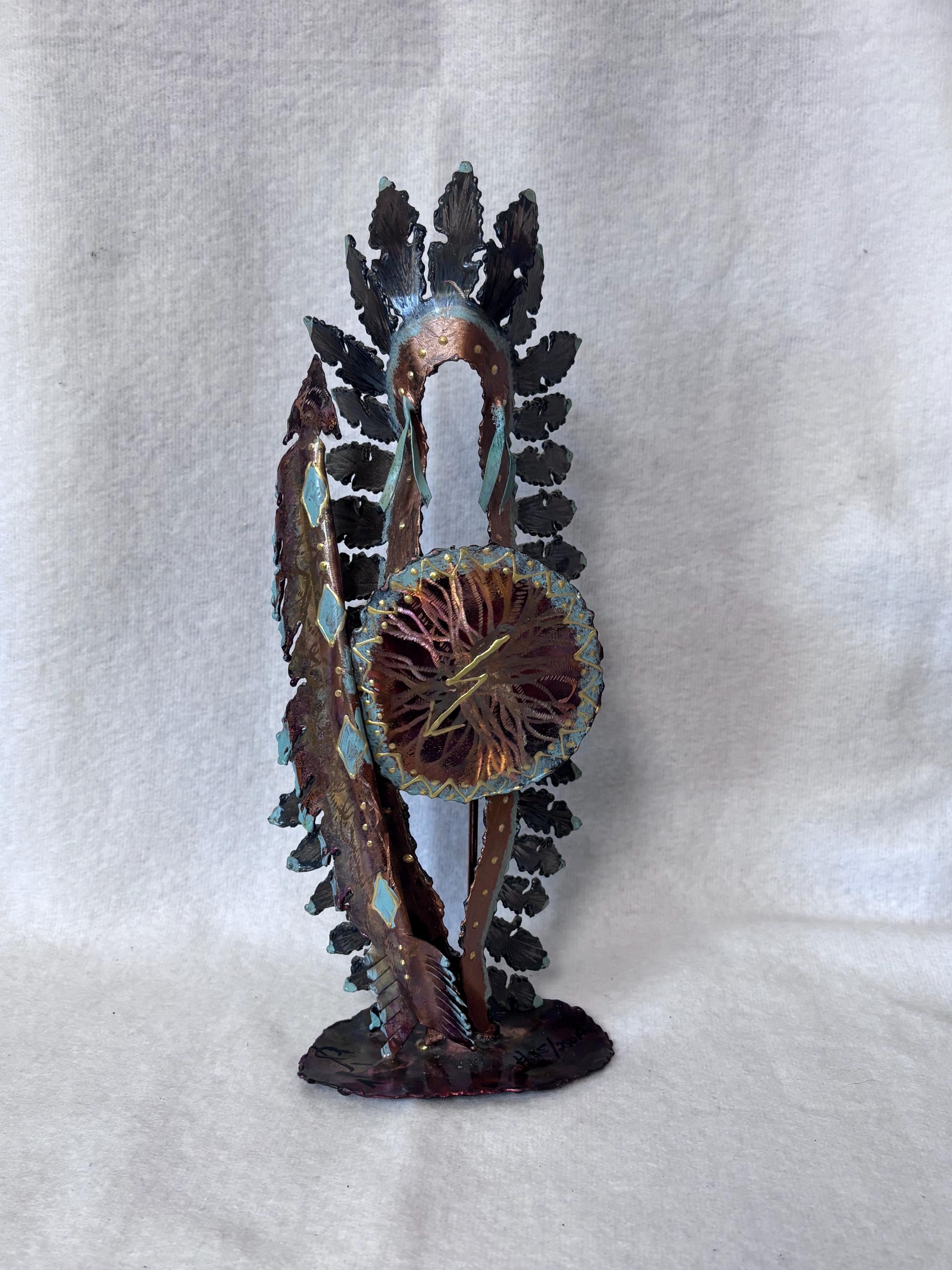 Jay L. Tschudy Copper Metal Native American “war Bonnet” Sculpture