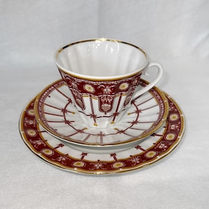 Russian Lomonosov Imperial Porcelain - Cup, Saucer & Underplate Set