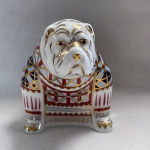 Royal Crown Derby Bulldog Paperweight Gold Stopper