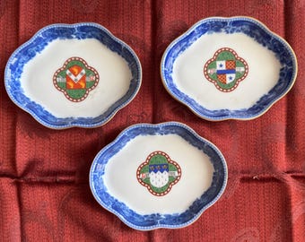 3 Mottahedeh Porcelain Coat of Arms Pin or Trinket Dishes