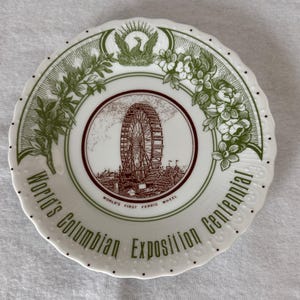 Antique Souvenir Plate - 1893 Chicago World&#39;s Columbian Exposition Centennial - First Ferris Wheel