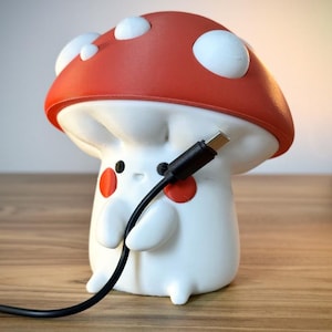Mushroom Cable Holder – Kawaii Desk Organizer, 3D Printable STL