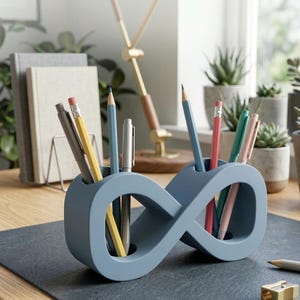 Infinity Pencil Holder, Minimalist Desk Organizer, Modern Pen Holder 3d stl
