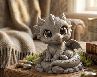 Beeldje babydraak – fantasie kawaii drakenstandbeeld, 3D-geprint decor