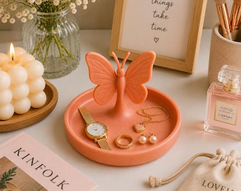 Butterfly Trinket Dish bambu lab 3mf | Blush Pink Jewelry Catchall Tray (3D STL)