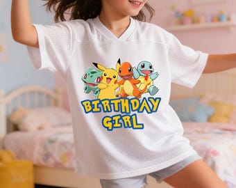 Maglia di compleanno Pokemon, magliette Pokemon personalizzate con nome, Pokemon, maglietta Pokemon personalizzata per ragazzo/ragazza/famiglia, maglia Pokemon Pikachu, regalo per bambini