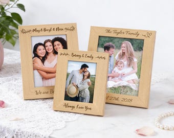 Cornice per foto personalizzata, cornice per foto in legno personalizzata, cornice per foto di nozze con nome inciso, cornice per foto di animali domestici, regalo per famiglia, papà, mamma, bambini, arredamento per la casa
