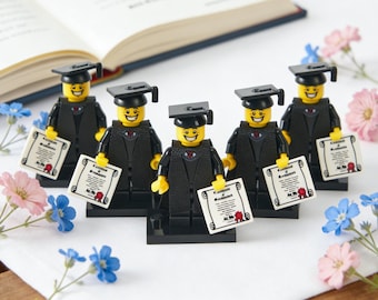 Minifigure di laurea personalizzate, regali di laurea personalizzati per il 2026, regali di laurea per lui e per lei, personaggi personalizzati, regalo di minifigure di laurea