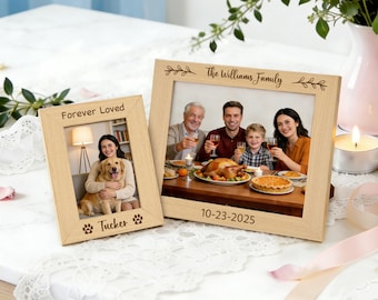Cornice per foto personalizzata, cornice per foto incisa, cornice per foto in legno, decorazioni per la casa personalizzate, regalo per la festa della mamma e del papà, regalo di nozze per la famiglia