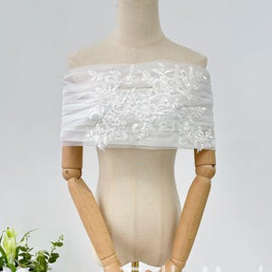 Vintage Embroidery Lace Bridal Shawl,Ethereal Off Shoulder Tulle Wrap,Elegant Bridal Shrug,Floral&Soft Lace Wedding Dress Shoulder Covering
