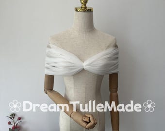 V-neck Wedding Dress Shawl,Romantic Bride Cover-Up,Custom Color Tulle Shawl,Elegant Bride Bolero,Lightweight Bridal Wrap,Tulle Wedding Cape