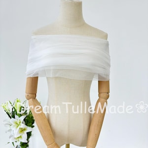 Tulle White Bridal Dress Shawl,Romantic Sheer Bride Cover-Up,Elegant Tulle Bride Bolero,Lightweight White Bridal Wrap,Tulle Wedding Cape