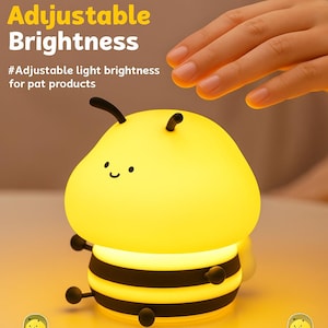 Adorable Bee Silicone Night Light: USB Rechargeable, Touch Sensor
