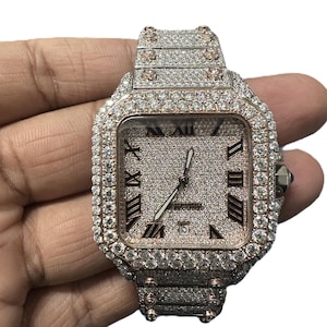Reloj de lujo con diamantes VVS y moissanita