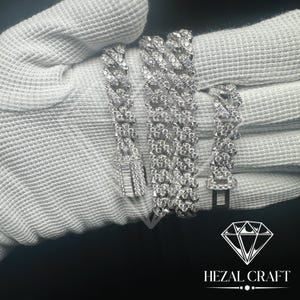 Hip Hop Big Heavy Miami Cuban Link Chain, Iced Out Necklace dla raperów, Micro Pave Diamond Chain z zamkiem pudełkowym, prezent biżuteryjny dla niego