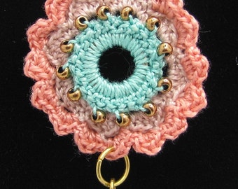 Gold Crochet Necklace with a Flower Crochet & Tassels