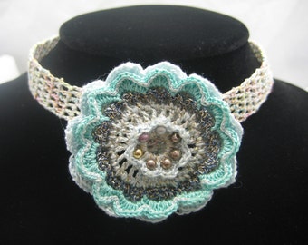 Turquoise Choker & Flower Crochet