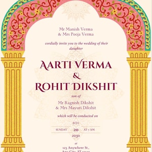 Traditionelle indische Hochzeitseinladung | Digitale Hinduistische Hochzeitskarte | Bearbeitbarer Download