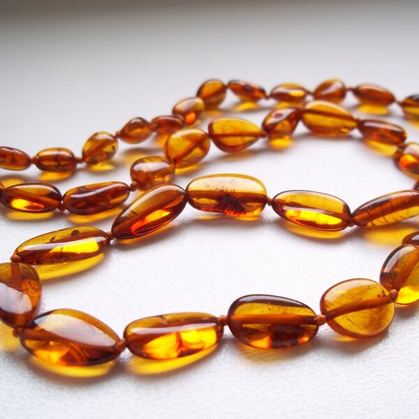 Cognac  Genuine  Baltic  Amber  Necklace  23 inches.