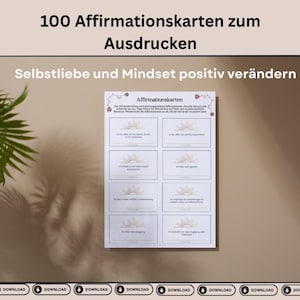 100 afirmaciones positivas en formato PDF | Tarjetas de afirmación imprimibles para recortar | Amor propio y atención plena | Descarga instantánea