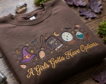 Halloween Witch Embroidered Sweatshirt, Funny Witch Quote Crewneck, Spell Book Magic Pullover, Cozy Spooky Season Gift