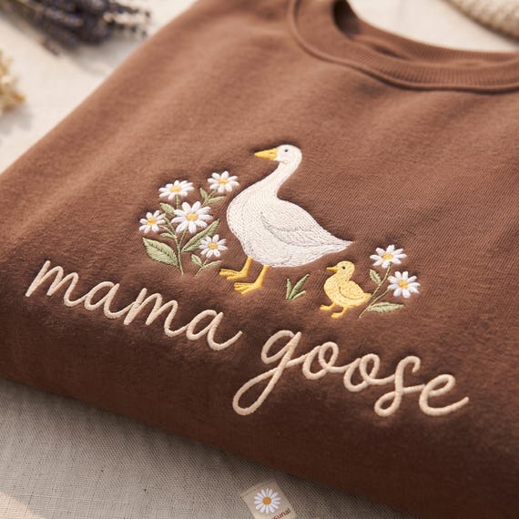 Embroidered Mama Goose Sweatshirt, Mother's Day Gift, New Mom Gift, Baby Shower Gift, Cute Mom Sweatshirt, Cozy Mom Sweater