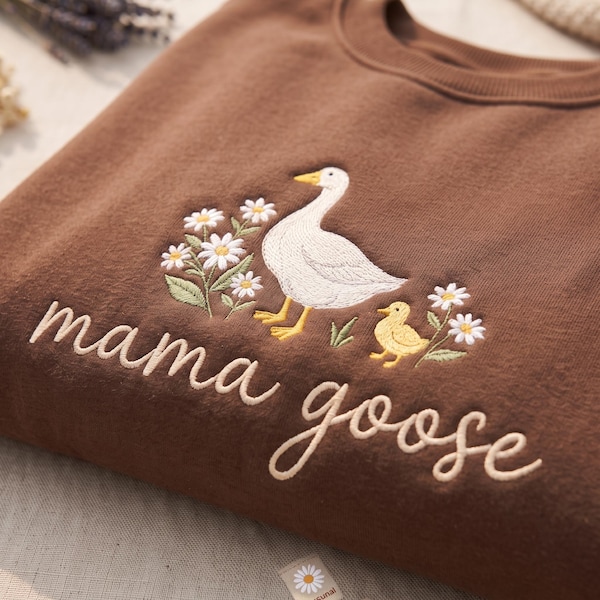 Embroidered Mama Goose Sweatshirt, Mother's Day Gift, New Mom Gift, Baby Shower Gift, Cute Mom Sweatshirt, Cozy Mom Sweater