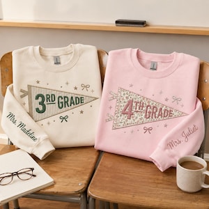 Sweat-shirt brodé personnalisé avec appliqués pour enseignants, T-shirt pour équipe d'enseignants du CP au CM2, T-shirt de rentrée scolaire