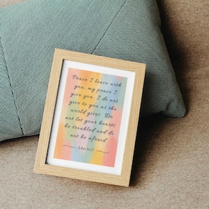 Peace I Leave With You – John 14:27 | Christian Watercolor Bible Verse Wall Art | Printable Scripture Decor