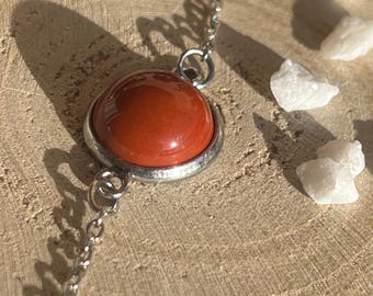 Selena – Red Jasper Bracelet | Adjustable Bracelet | Natural Stone for Vitality & Grounding | Handmade Stainless Steel Jewelry