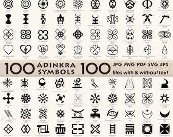100 adinkra african symbols bundle | png, jpg, pdf, svg, eps | with & without text (802 files)