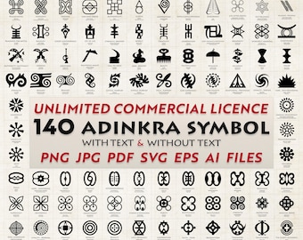 140 adinkra African symbols |png, jpg, pdf, svg, eps, ai|with and without text unlimited commercial license