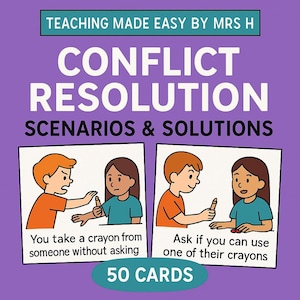 Conflict Resolution Scenarios and Solutions – 50 Cards for Home & School Social Emotional Learning PDF Common childhood situations