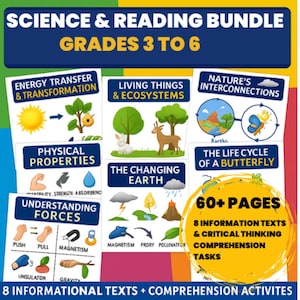Science Reading & Posters Bundle: Grades 3-6 Comprehension, Vocabulary, Critical Thinking