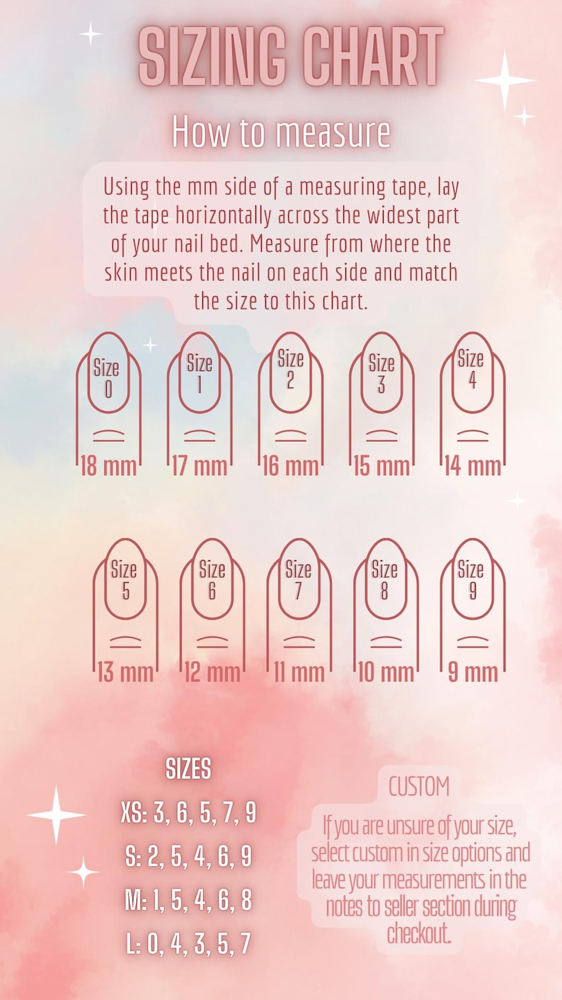 Sizing Options Soft Matte and Fuzzy Heart Press Ons - Etsy
