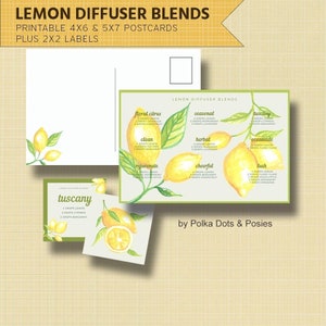 Scarica + Stampa / Miscele di diffusori di limone / Cartoline 5x7 + 4x6 / Adesivi Teaser con diffusore