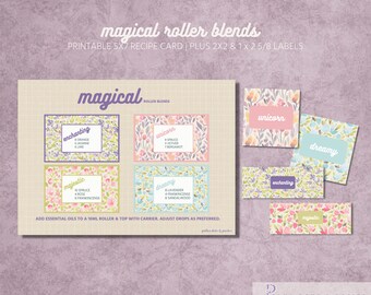 Download and Print: Magical Roller Recipe Card | Roller Ball 2x2 Labels | Address Size Labels
