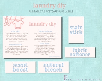 Download and Print Laundry DIY | Recipe Card, Labels and Supply List
