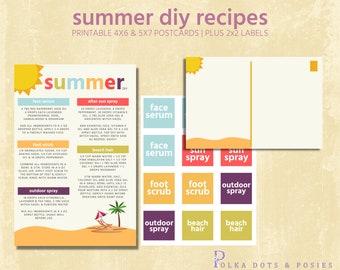 Download en print zomer diy | Receptkaart en etiketten | 2x2 Etiketten