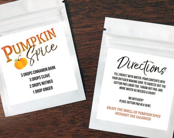 Pumpkin Spice Diffuser Aroma Teaser | Mylar Bag | Essential Oils Sample