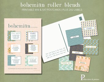 Download + Print | Bohemian Rollers  | Recipe Card | Stickers | Roller Blends